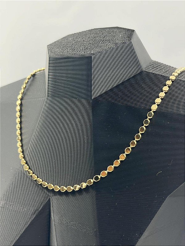 Colar moedinha 40cm Banho Ouro 2 milésimos com verniz italiano - 1 unidade