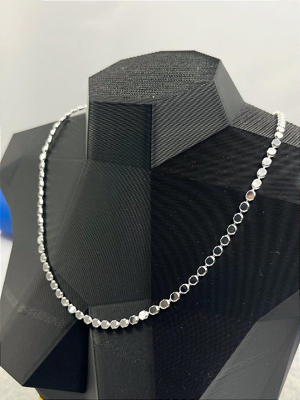 Colar moedinha 40cm Banho Prata 925 Semijoia 50 milésimos com verniz italiano - 1 unidade