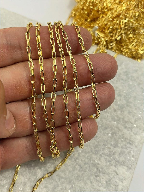 Corrente Cariter Banho Semijoia Ouro 5 Milésimos Com Verniz italiano - Arame 0,80Mm - 1 Metro