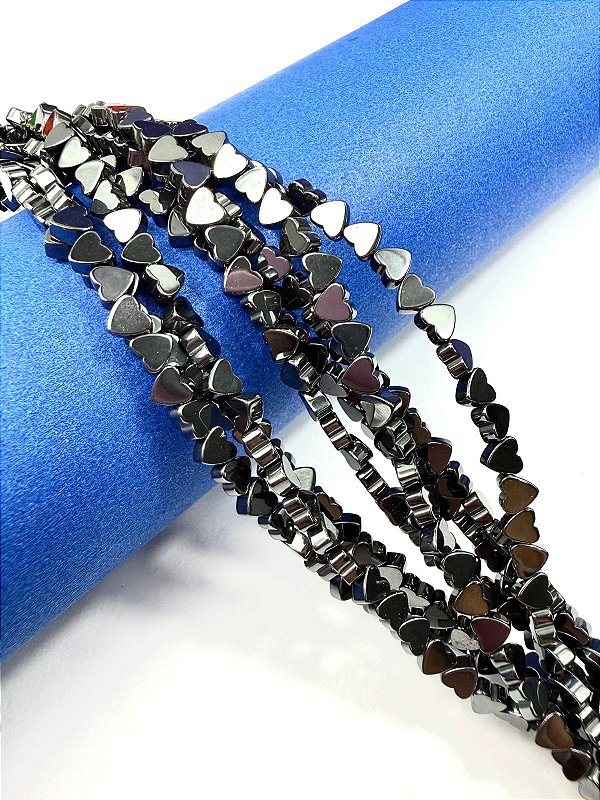 Fio Hematita Grafite Coracao Lateral 4mm - O Fio