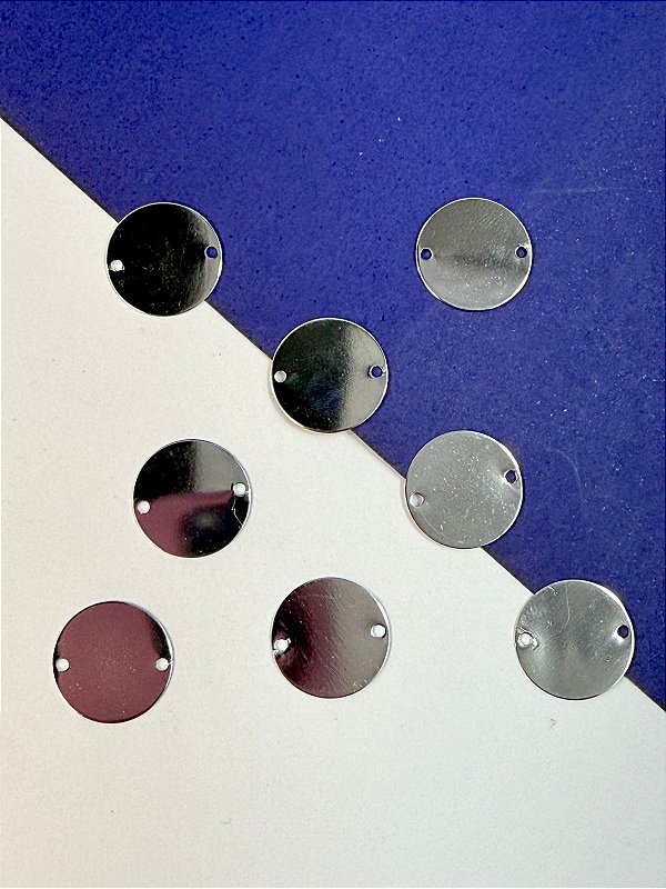 Pingente Redondo Medalha 16Mm 2 saidas Aço Inox - 01 unid