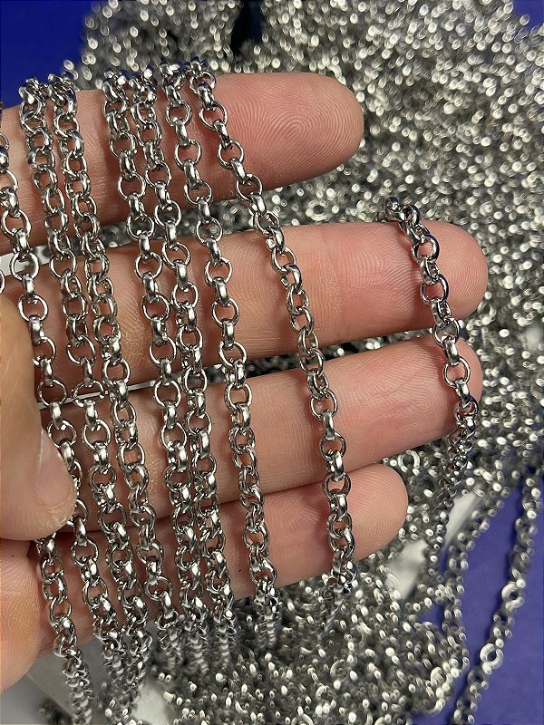 Corrente Aço Ino Guarana tipo Portuguesa - arame 1,6mm meia cana - NAO ESCURECE NUNCA - 1 metro