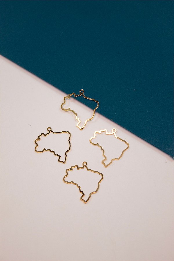 Pingente Mapa do Brasil Ouro - 01 und