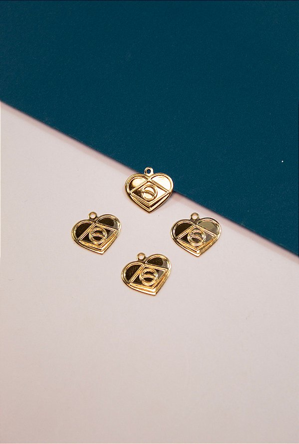 Pingente Coração Brasil Ouro - 01 und