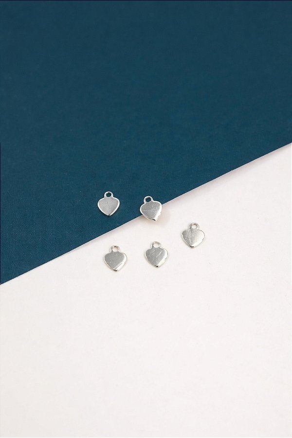 Pingente Coração Prata - 50 milesimos - 10 Pçs