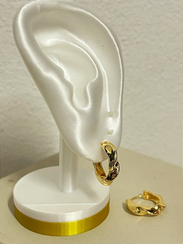 Brinco Argola orgânica ouro click - 1 par