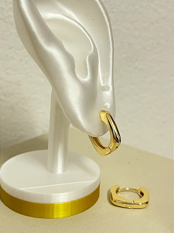 Brinco Argola orgânica ouro click - 1 par