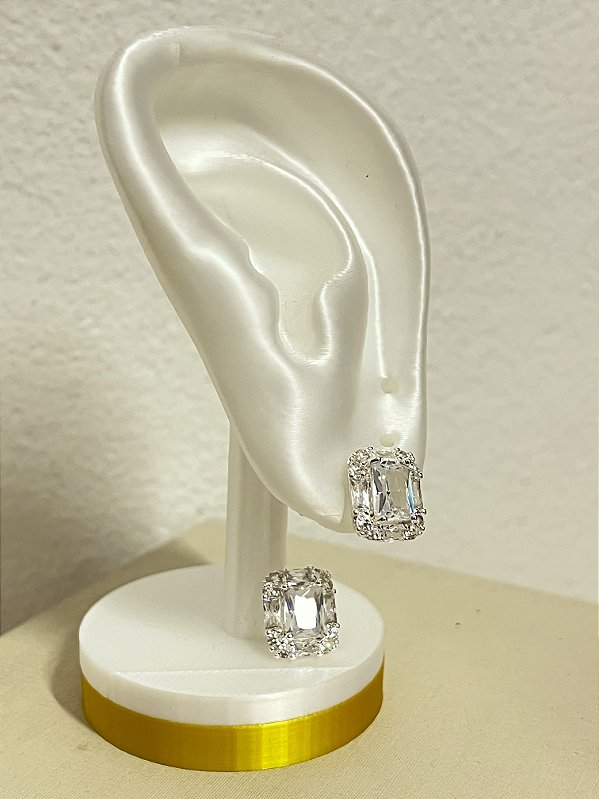 Brinco Prata Zirconia carré - 1 par