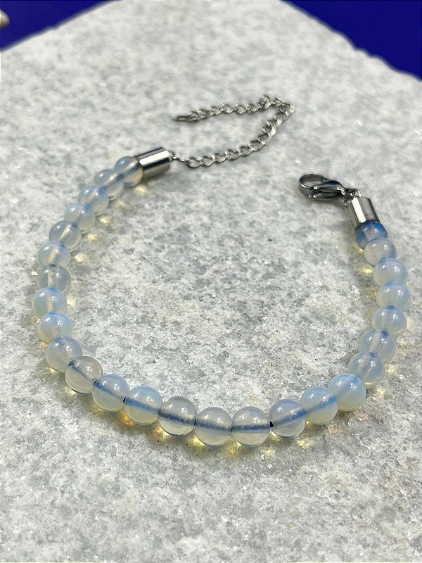 Pulseira Pedra Natural com acabamento em aço inox antialergica - medida 17cm + 7cm de extensora