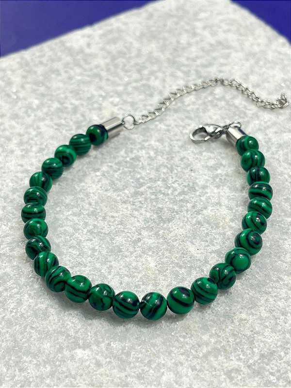 Pulseira Pedra Natural com acabamento em aço inox antialergica - medida 17cm + 7cm de extensora