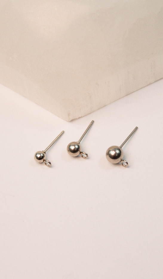 Base De Brinco Bolinha 4mm com saida Aco Inox - O Par