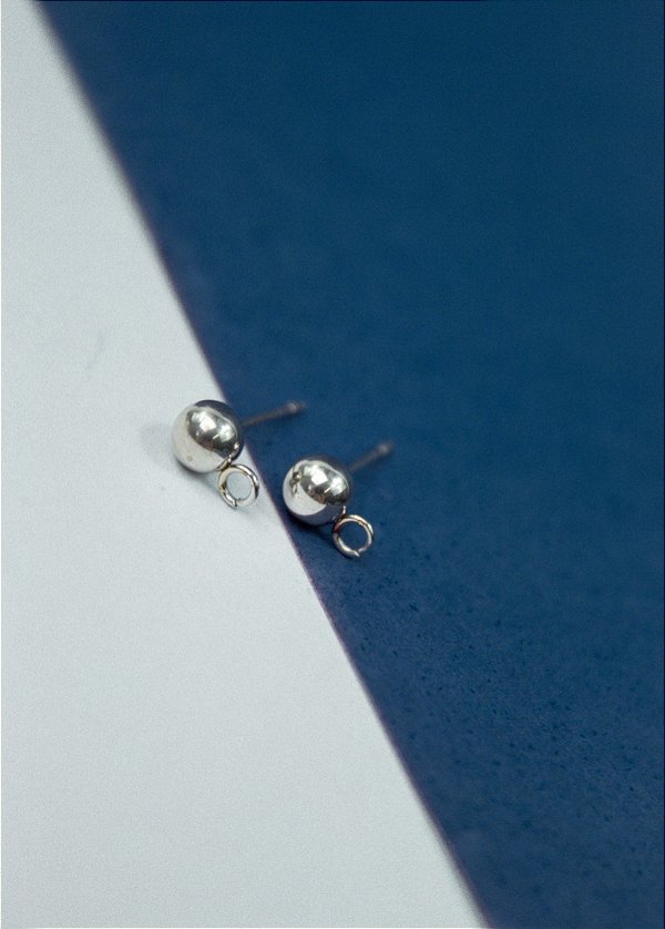 Base De Brinco Bolinha 5mm com saida Aco Inox - O Par