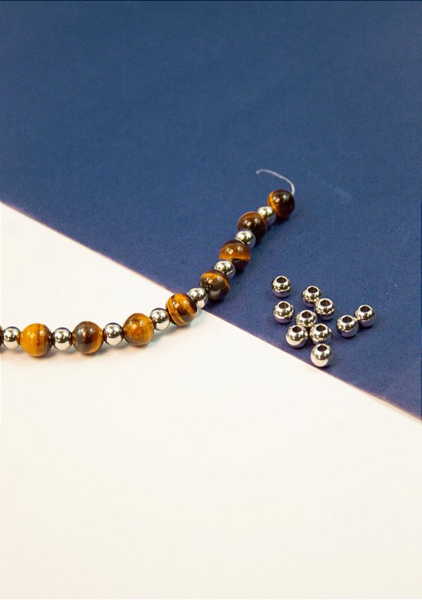 Entremeio Bolinha 6Mm Aço Inox - 50pçs