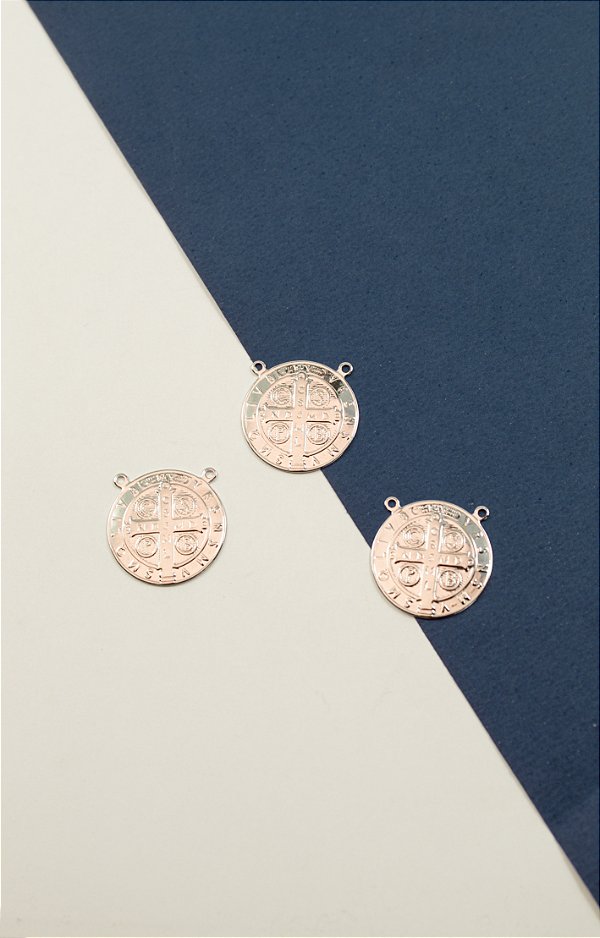 Pingente Sao Bento 02 saidas Aço Inox - 01 Unid