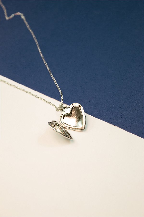 Colar Aço Inox Cadeado com Relicario - antialergico - 1 Unidade