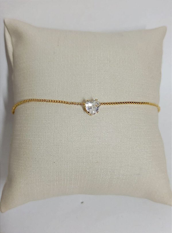 Pulseira Veneziana Ponto de Luz Coração - Banho ouro 2 milésimos de camada - 1 pulseira