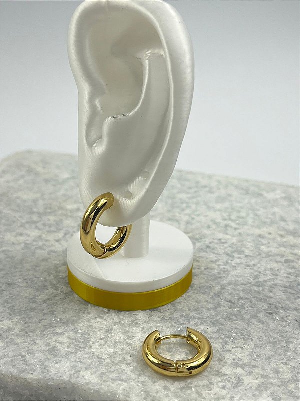 Brinco Argola Click aço inox dourado - 1 par