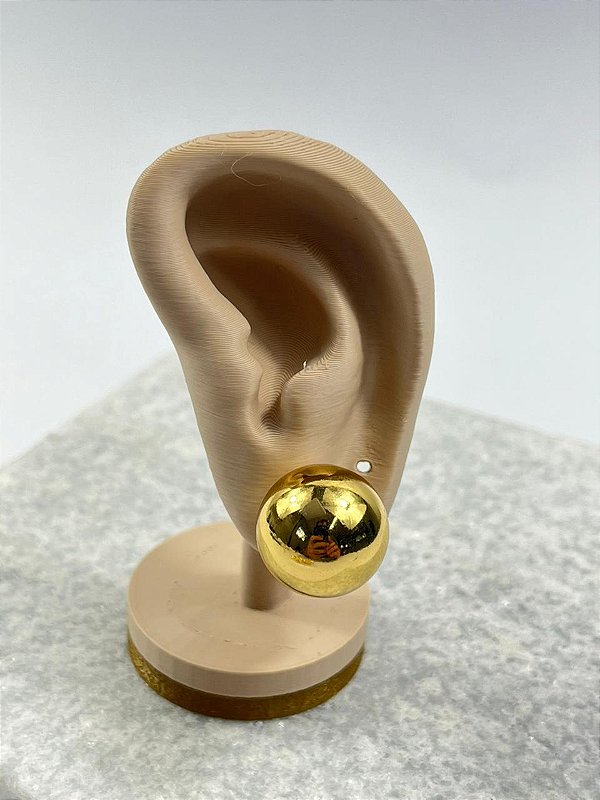 Brinco Bola Aço Inox dourado - antialergico - 1 par