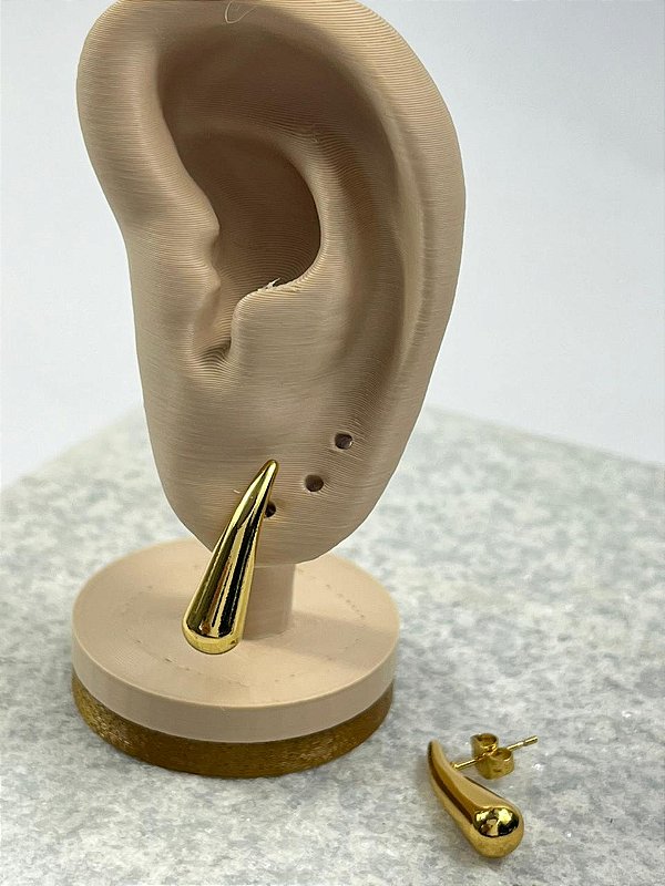 Brinco Gota pequeno Aço Inox dourado - antialergico - 1 par