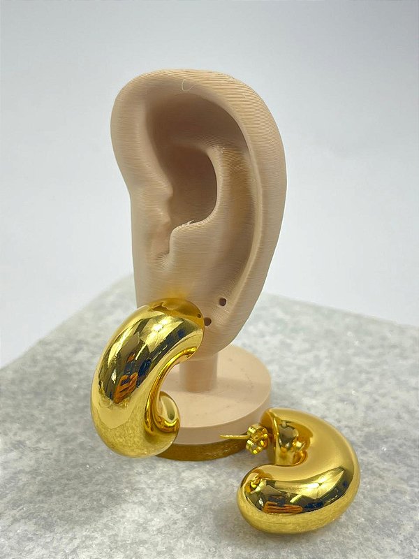 Brinco Argola Tubo Aço Inox dourado - antialergico - 1 par