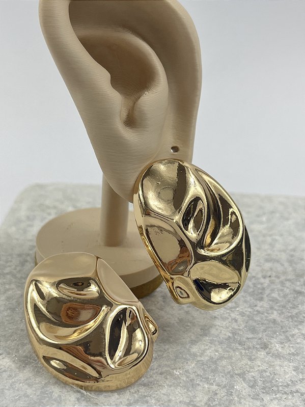 Brinco Orgânico banho ouro - 1 par