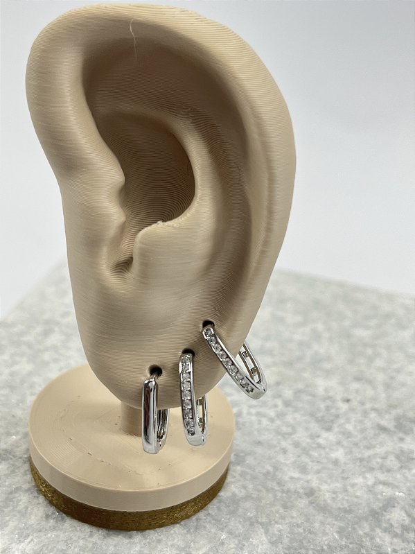 Trio Brinco Argola quadrado Cravejado Zirconia - 3 pares