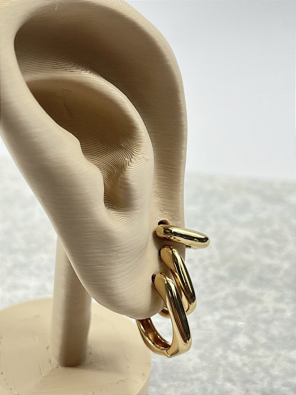 Trio Brinco Argola quadrado banho ouro - 3 pares