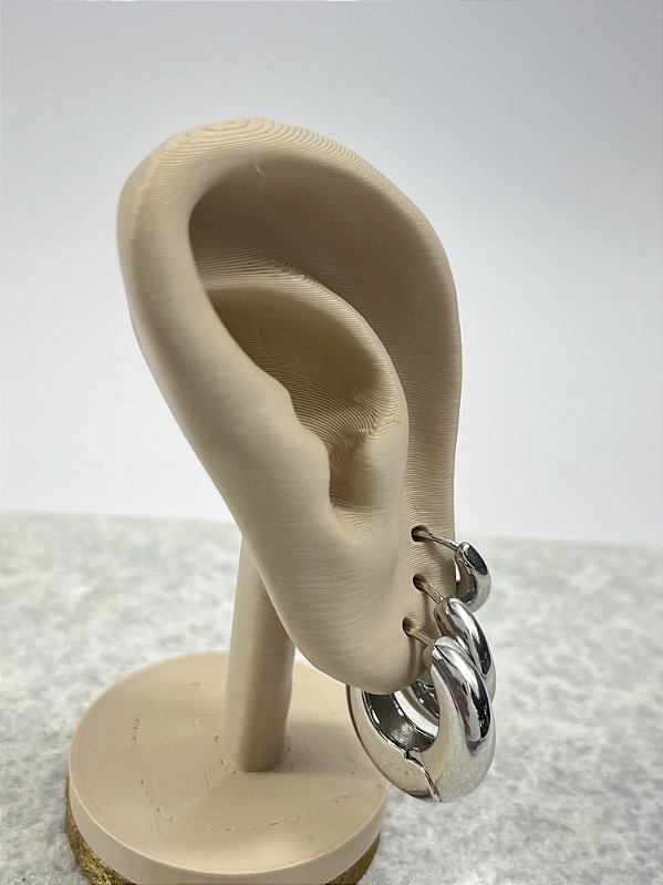 Trio Brinco Argola click banho níquel - 3 pares