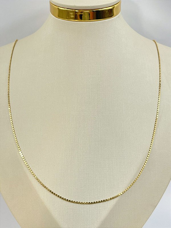 Colar Moedinha diamantada 70cm Banho Semijoia Ouro 5 milésimos com 10cm de exntensora - 1 unidade