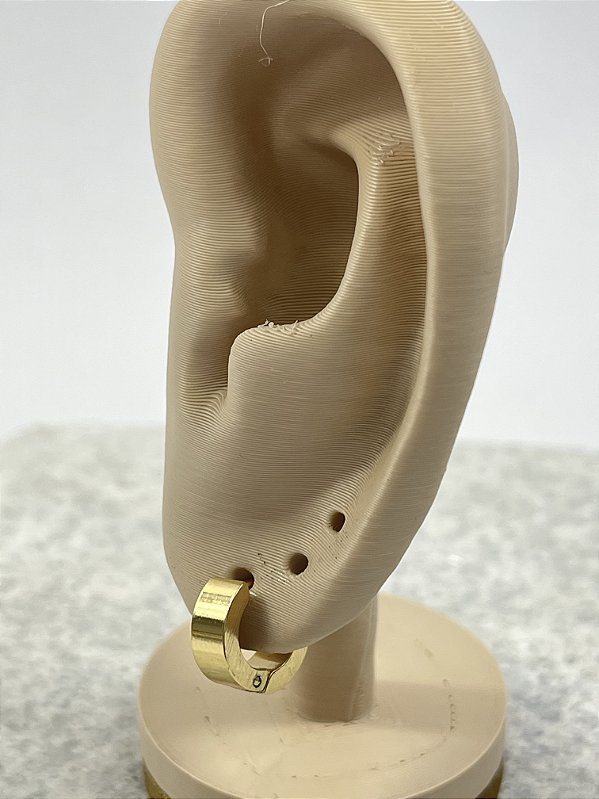 Brinco Argola click Aço inox dourado - 1 par