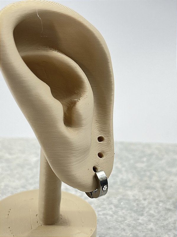 Brinco Argola click Aço inox com Zirconia - 1 par