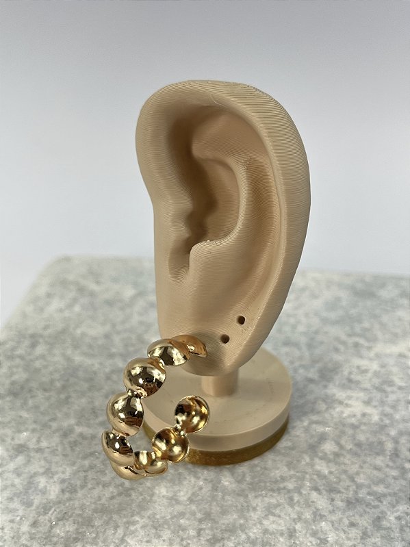 Brinco Argola bolinhas banho ouro - 1 par