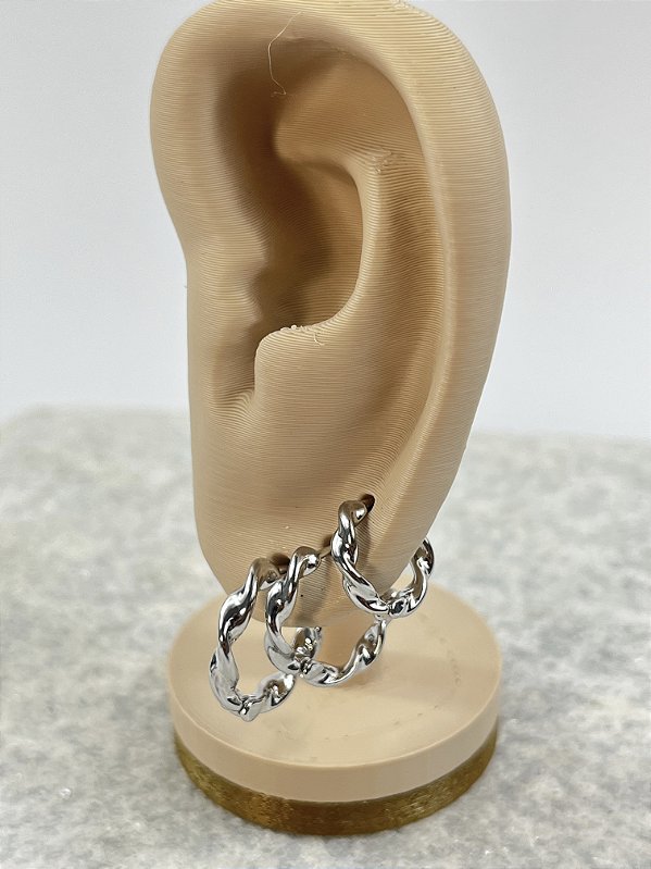 Trio Brinco Argola torcida Banho níquel - 3 pares - P M G