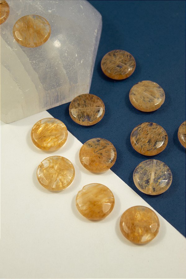 Pingente Redondo Pedra Quartzo Rutilado - 01 und