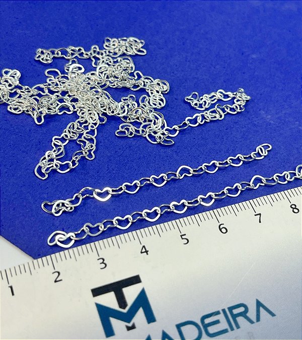 Alongadora Extensora Coração cortada com 5cm - com 10 unidades - Prata 925 banho Semijoia 50 milésimos