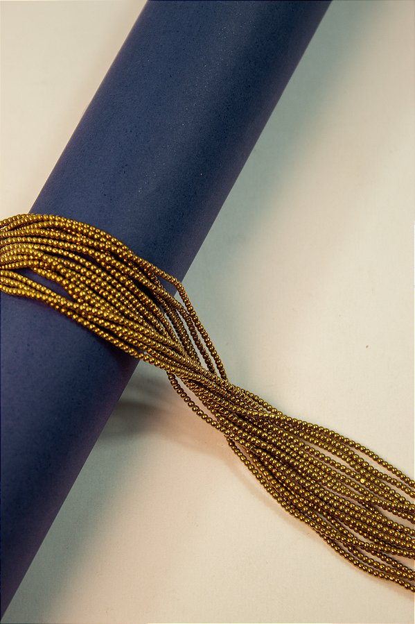 Fio Hematita Dourada Bolinha 1,5mm - O Fio