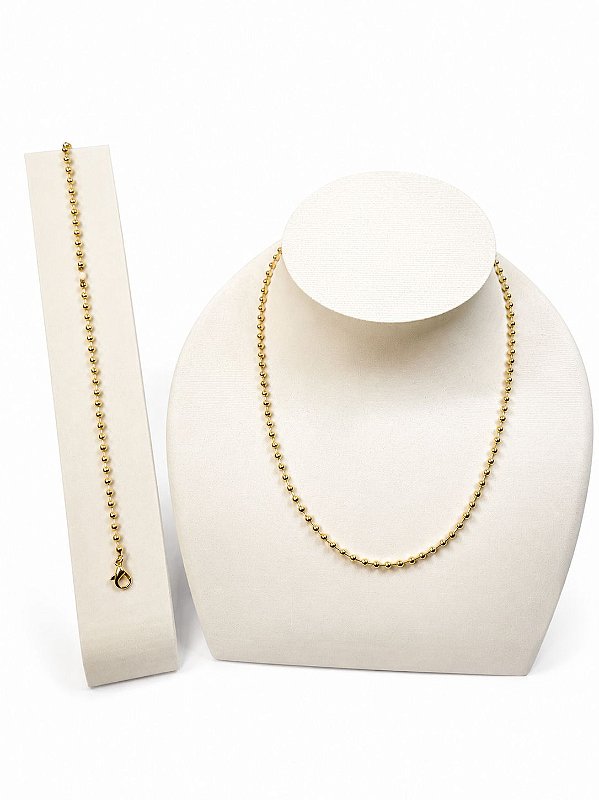 Conjunto Colar e Pulseira Bolinha Ouro - 01 unid