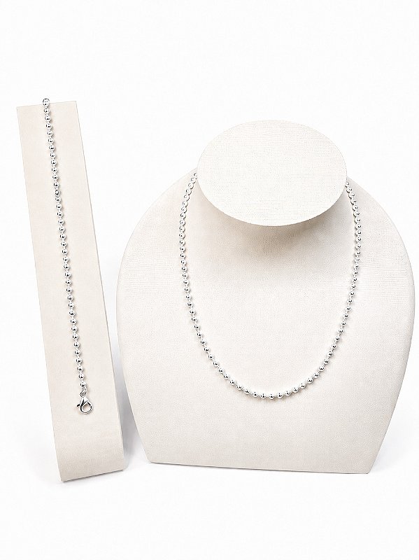Conjunto Colar e Pulseira Bolinha Prata - 01 unid