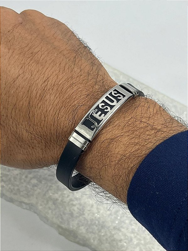 Pulseira Aço Inox com 20cm Jesus - Antialergico - 1 unidade