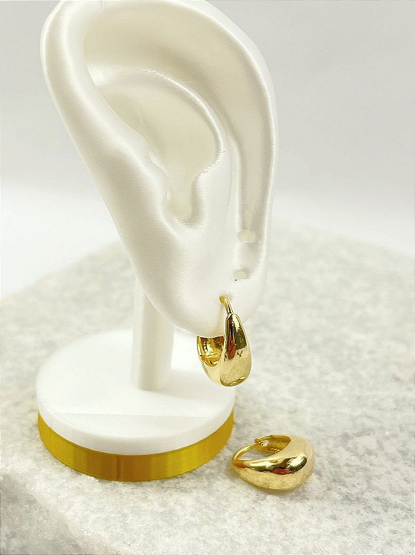 Brinco Argola click Semijoia banho ouro 5 milesimos camada e verniz italiano - medida 11mm - 1 par