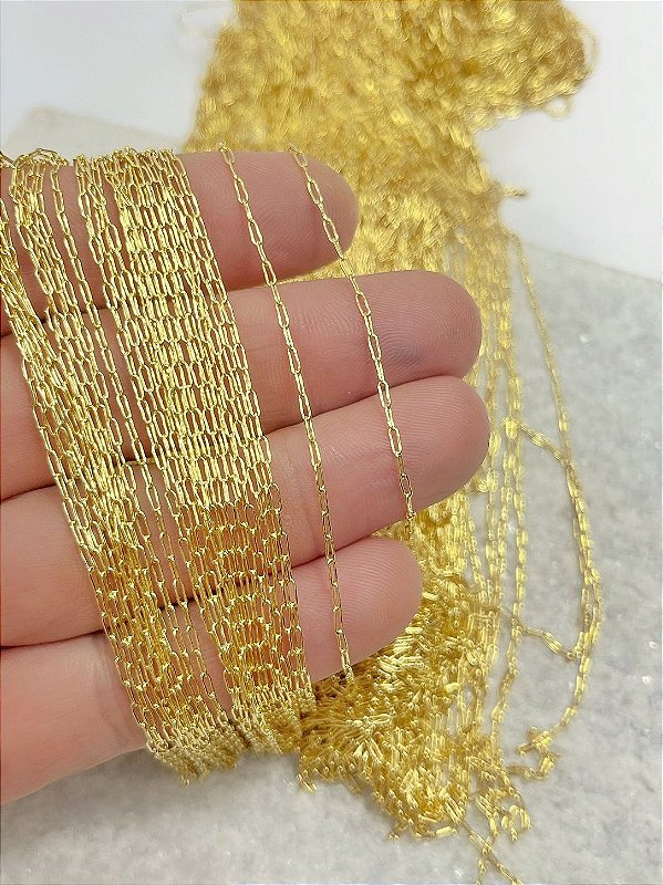 Corrente Cartier para Terço arame 0,40mm Banho Ouro Camada 2 Milésimos e Verniz italiano - 1 Metro