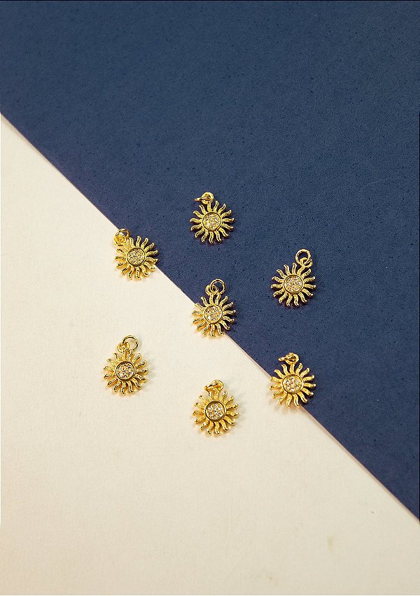 Pingente Sol com Zirconia Ouro - 01 Und