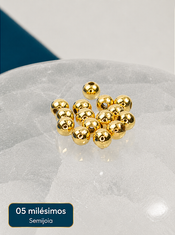Entremeio Bolinha 4mm 5 Milésimos de Ouro - 100 Pçs