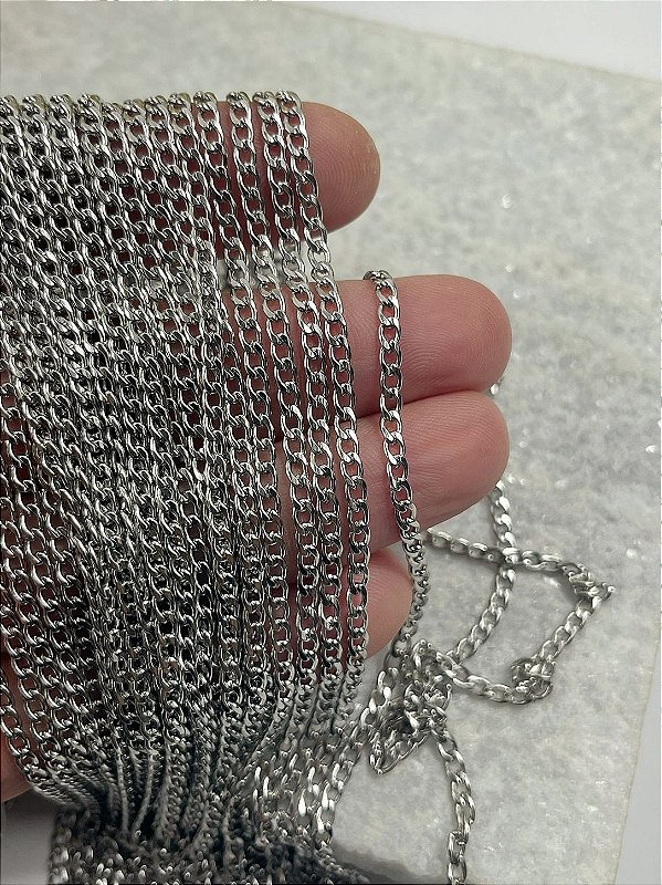 Corrente Aço Inox Grume Lixada arame 1,0mm - Nao Escurece Nunca - 1 Metro