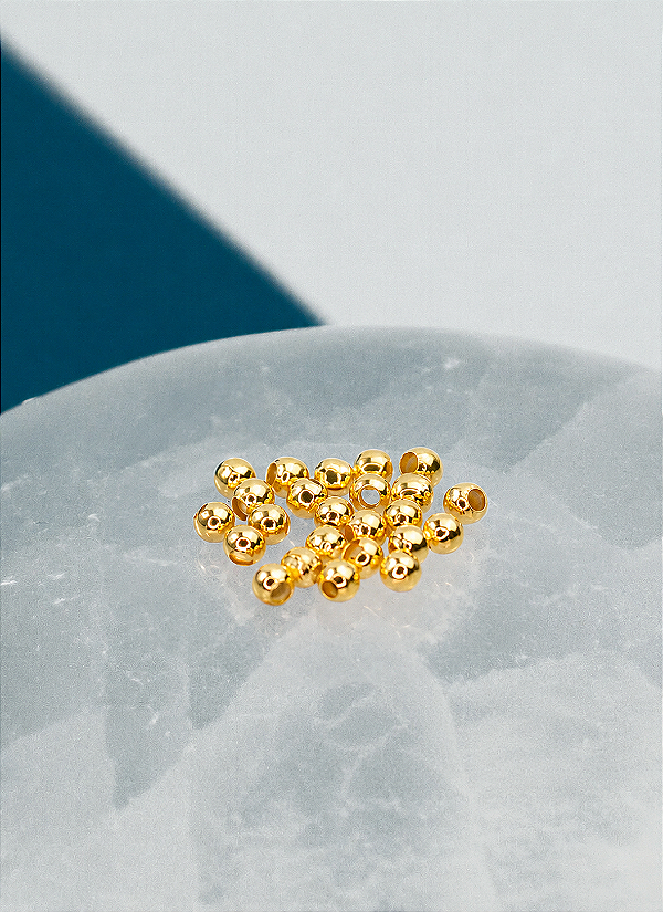 Entremeio Bolinha ABS 3Mm Ouro - 100 Pçs