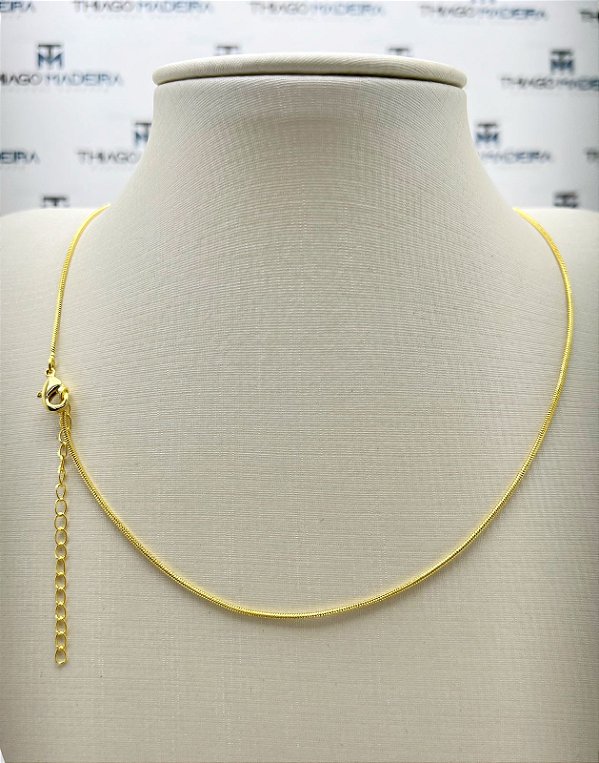 Colar Rabo De Rato 1,2mm - medida 45CM- banho ouro camada 2 milésimos com verniz italiano - 1 Unidade