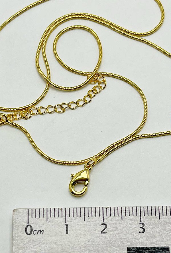 Colar Rabo De Rato 1,2Mm medida 60Cm - Banho 2 Milésimos Ouro Com Verniz italiano - 1 Unidade