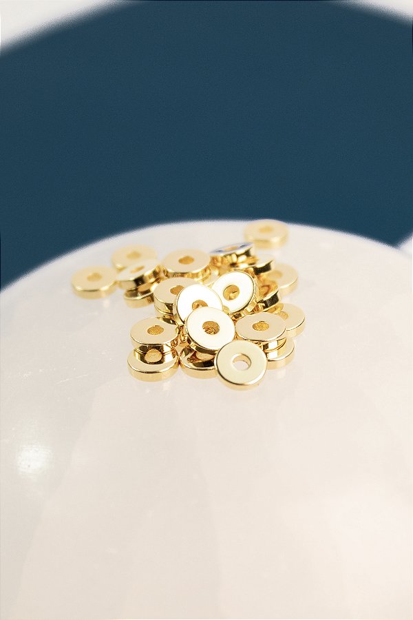 Entremeio Disco 6Mm Ouro - 20 Pçs