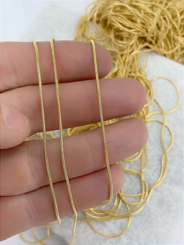 Corrente Rabo de Rato 1,2mm  Snake Fina * Banho Ouro Camada 2 Milésimos e Verniz italiano - 1 Metro