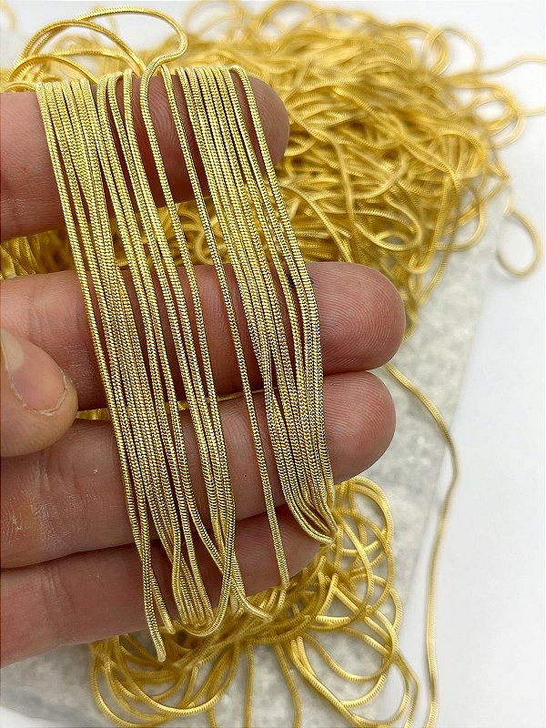 Corrente Rabo de Rato 1,2mm Snake Fina * Banho Ouro Camada 2 Milésimos e Verniz italiano - 1 Metro